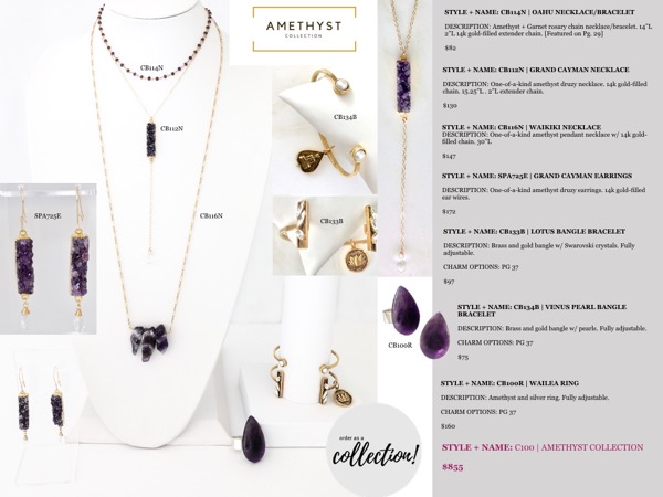 amethyst and gold drop necklace