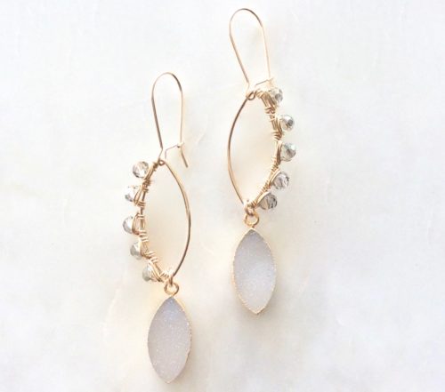 Druzy gold earrings with crystals