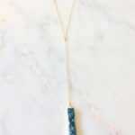 BLUE DRUZY NECKLACE WITH GOLD LARIAT