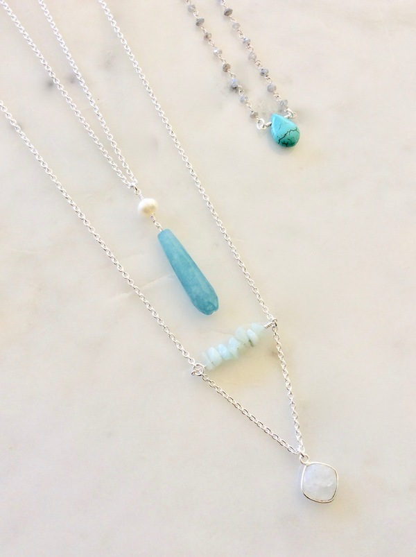 layered necklaces turquoise and silver