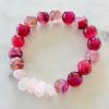 ROSE QUARTZ AND AGATE STRETCH BRACELET