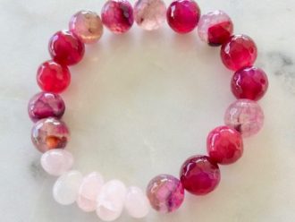 ROSE QUARTZ AND AGATE STRETCH BRACELET