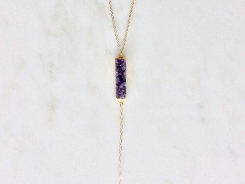 amethyst and gold drop necklace