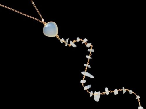 Bora Bora Chalcedony and Gold Necklace