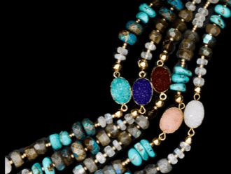 multicolor druzy and bead bracelet