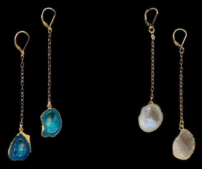 dangling geode earrings
