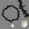 black and white bracelet with pearl
