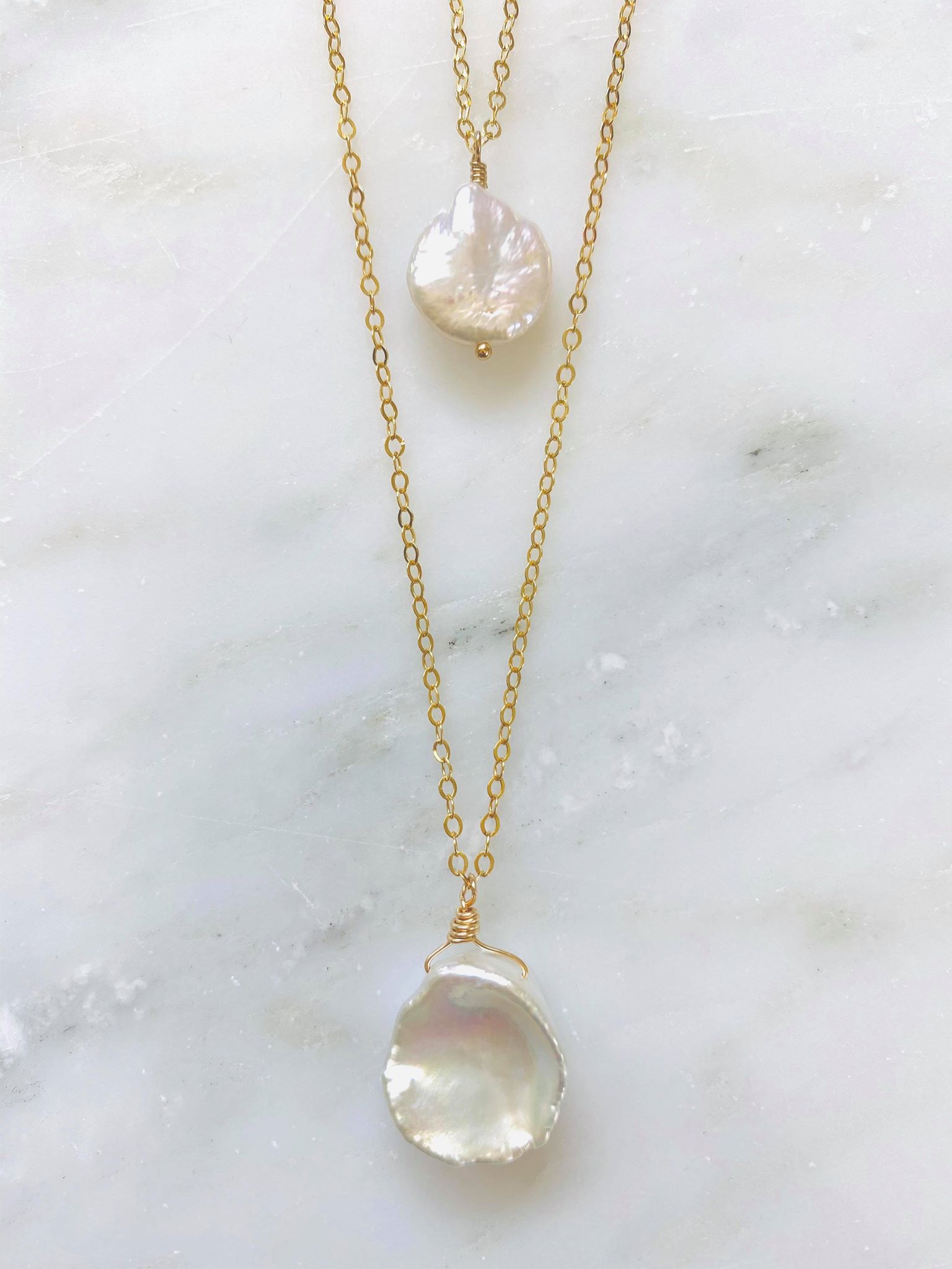 Gold and Mother of Pearl Necklace Set - Chelsea Bond