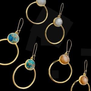 gemstone and gold earrings