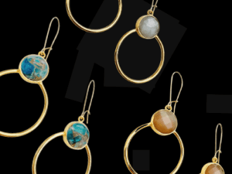 gemstone and gold earrings