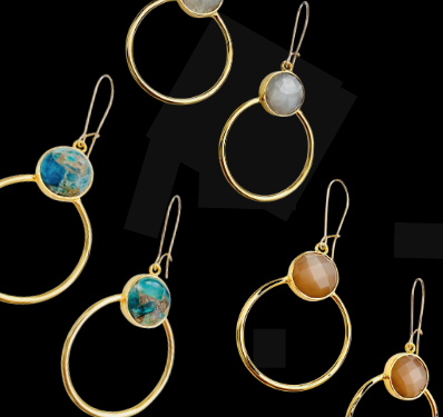gemstone and gold earrings