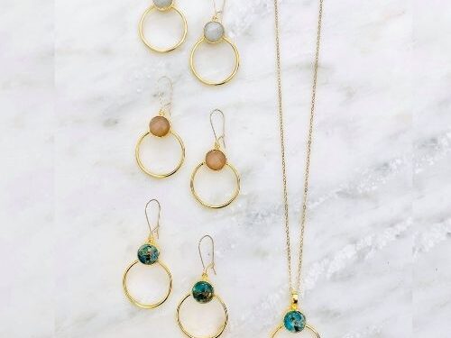 gold jewelry set with gemstones