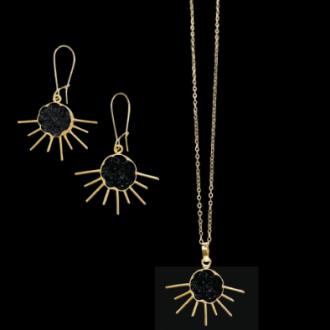 black and gold jewelry set