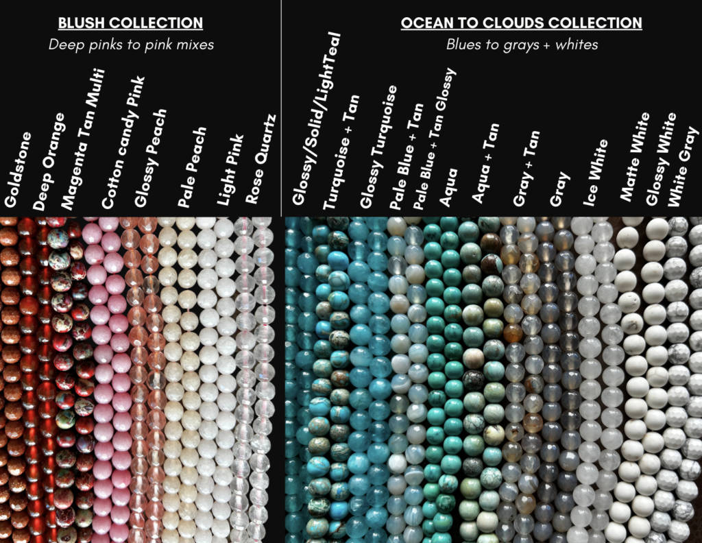 Color options for necklace.