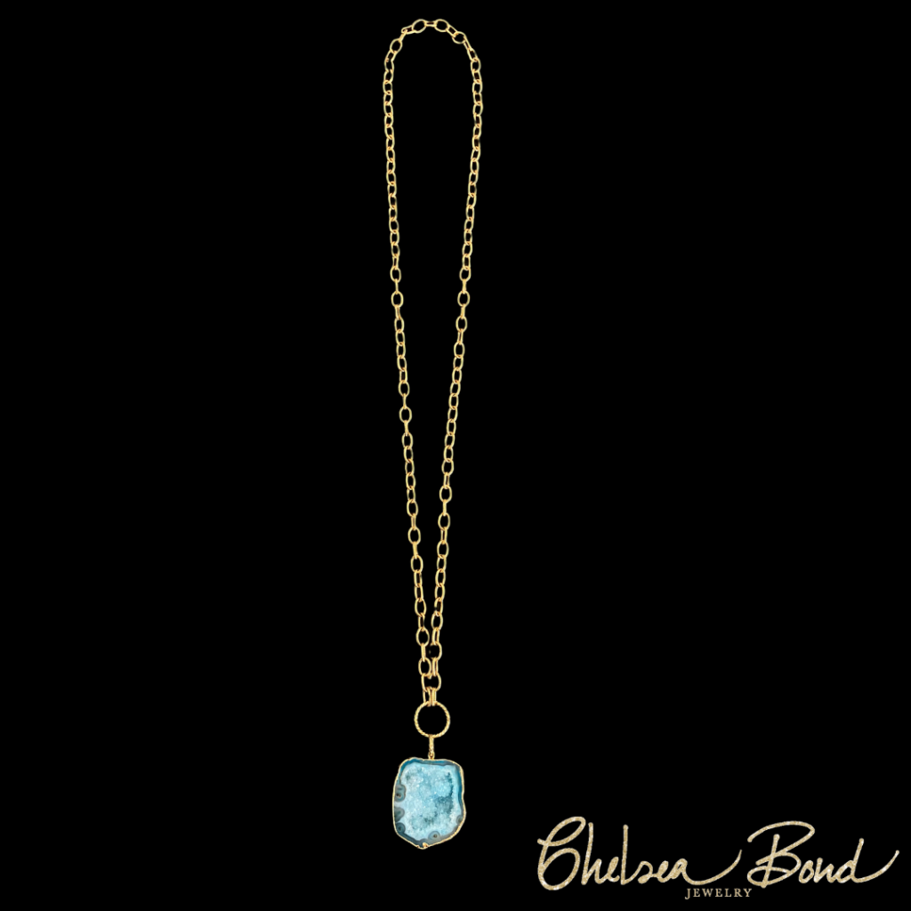 long druzy statement necklace