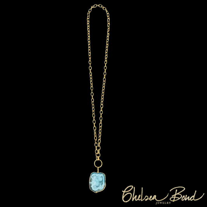 long druzy statement necklace