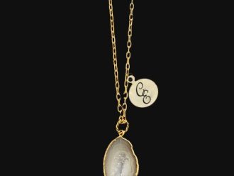 Charm necklace with druzy geode.