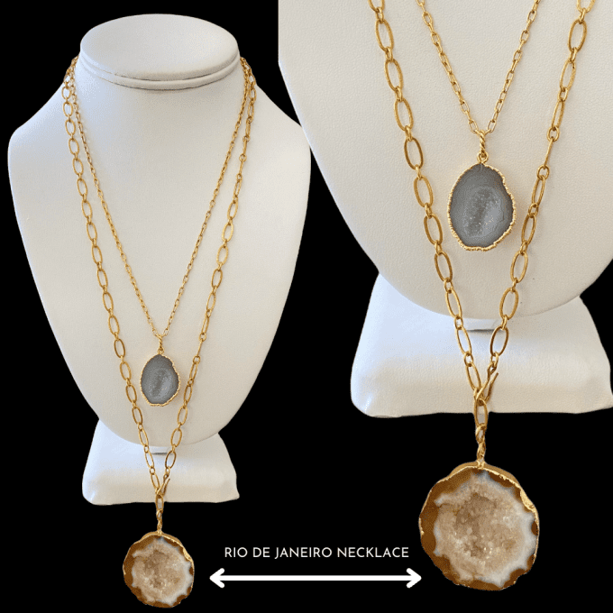 Gemstone druzy necklace