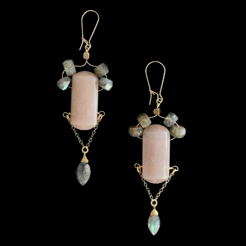 earring gifts with moonstone and labradorite