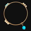 Gemstone bangle bracelet with charm.