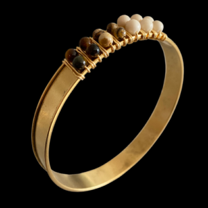 thick brass gemstone bangle bracelet
