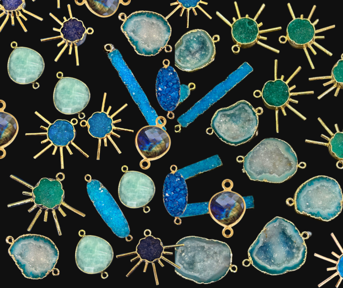 blue and green jewelry components