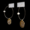 Gold hoop earrings with pearls and unique druzies.