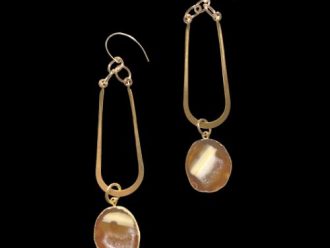 Druzy and brass dangle earrings