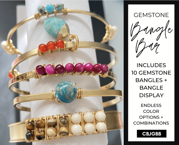 Gemstone bangle bar collection Bangles with display