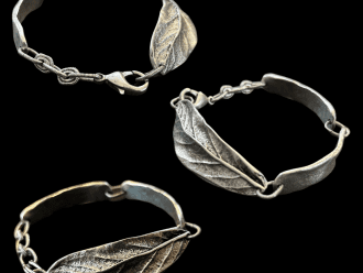 Silver leaf connector bracelet