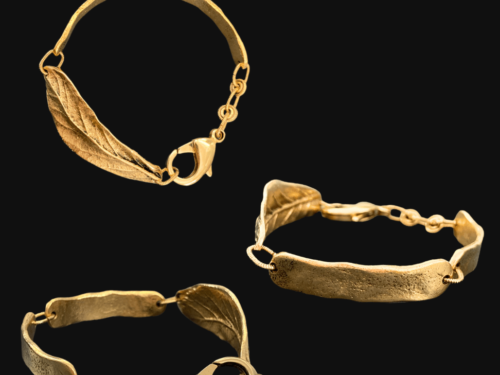 brass leaf and chain bracelet