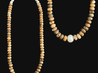 tan jasper gemstone necklace with pearl.