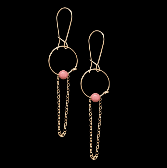 Petite dangling earrings with gemstones.
