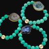 Signature Logo Bead on Druzy Gemstone Bracelet