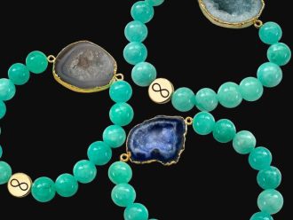 Signature Logo Bead on Druzy Gemstone Bracelet