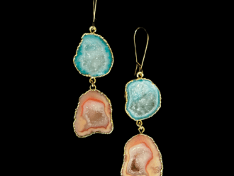 Double druzy geode earrings with two different colors.