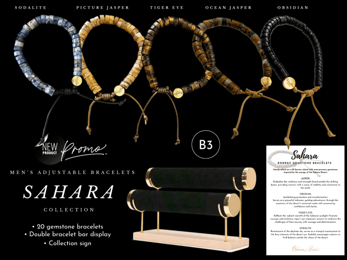 Handcrafted men's gemstone adjustable bracelets featuring a blend of rustic leather and vibrant gemstones, perfect for adding a touch of rugged elegance to any outfit.