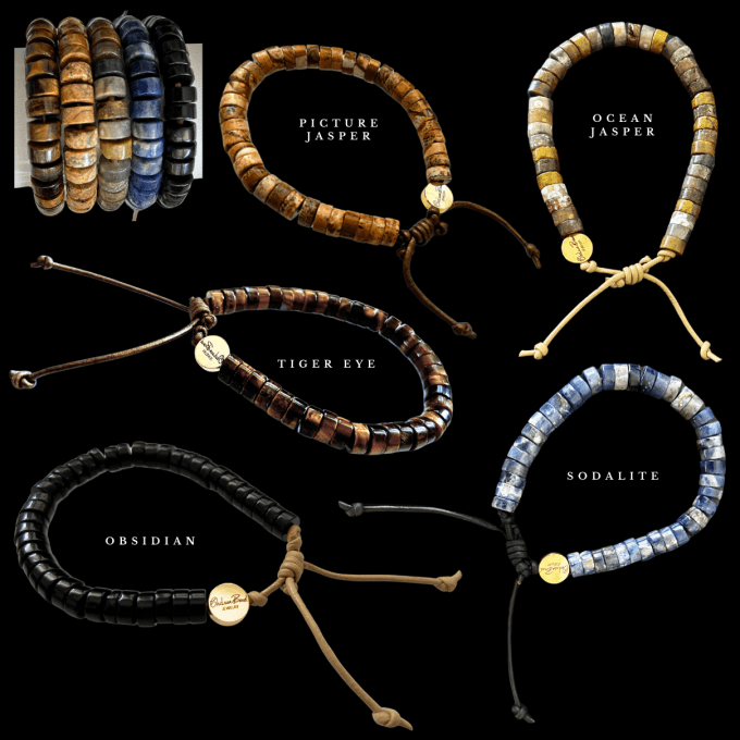 Assortment of men's bracelets displayed at resorts and spas, catering to the discerning tastes of global male travelers seeking refined accessories during their leisure retreats.