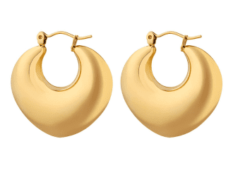 Waterproof puffy pointed hoop earrings, stylish and durable design.