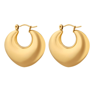 Waterproof puffy pointed hoop earrings, stylish and durable design.