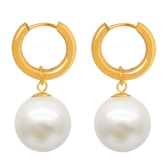 Gold and pearl waterproof earrings