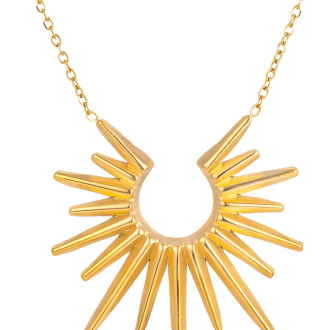 Waterproof gold necklace with sun pendant