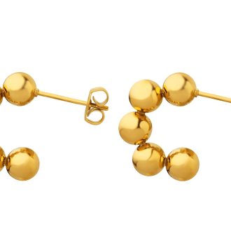 A pair of small, gold bubble-shaped stud earrings with a smooth, polished finish.