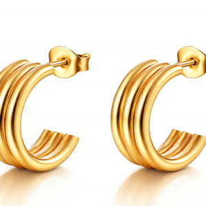 Gold Hoop Waterproof Earrings