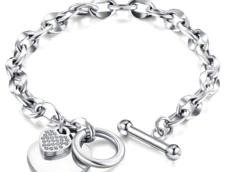 Waterproof silver and rhinestone chain bracelet.