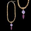 Jasper and Agate Druzy Statement Necklace – Earthy Elegance with Natural Gemstones Jasper beaded necklace with a double amethyst druzy pendant, featuring earthy tones and natural gemstone energy.