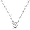 Silver waterproof necklace with toggle clasp.