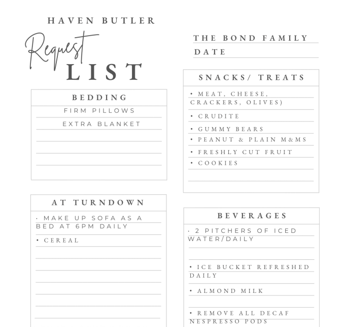 request form to sail in norwegian haven with a butler.