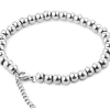 Dainty silver ball bracelet with chain – waterproof, tarnish-resistant, and hypoallergenic jewelry on white background.
