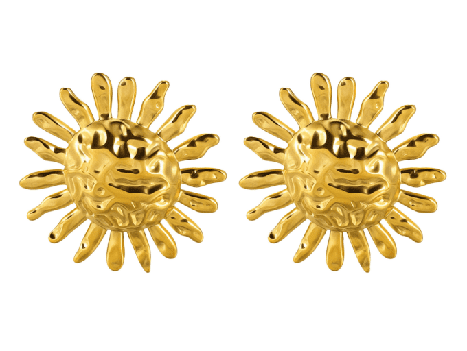 sun-waterproof-earrings gold sun post earrings